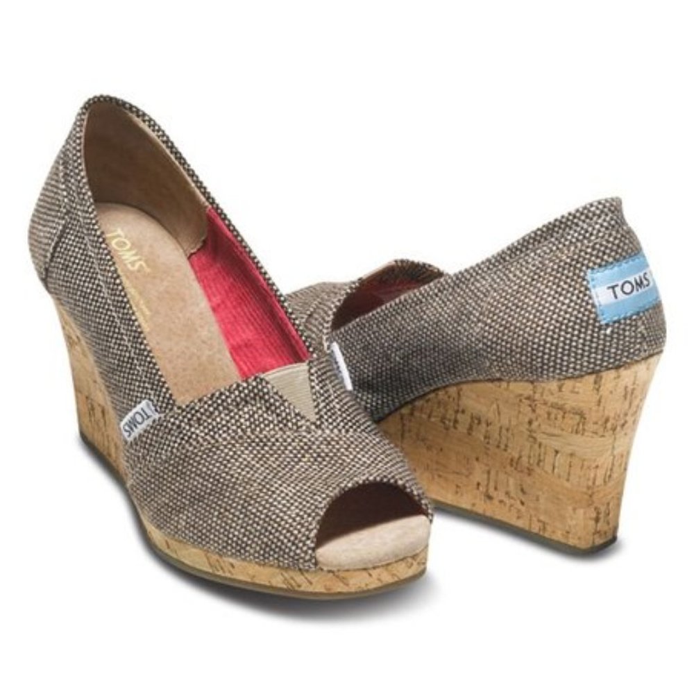 TOMS Metallic Tweed Classics Wedge